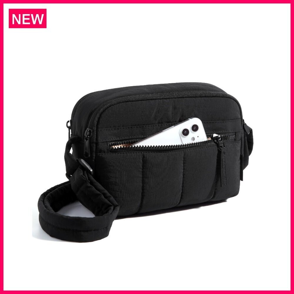 Mini Puffy Crossbody Bag RFID Blocking Travel Purse Adjustable Strap